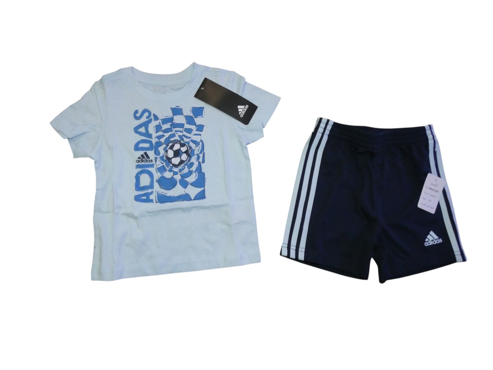 Adidas Baby Boys Shorts Shirt Set 2pc Outfit Biker Shorts Soccer Blue 12M NWT