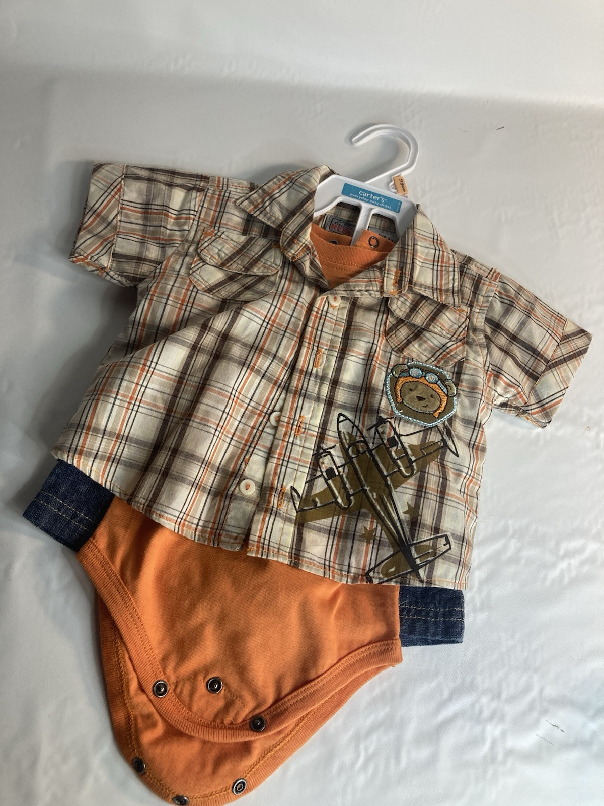 Rebel Baby Boys 3/6 Months Button Shirt Bodysuit Shorts 3 Piece Outfit