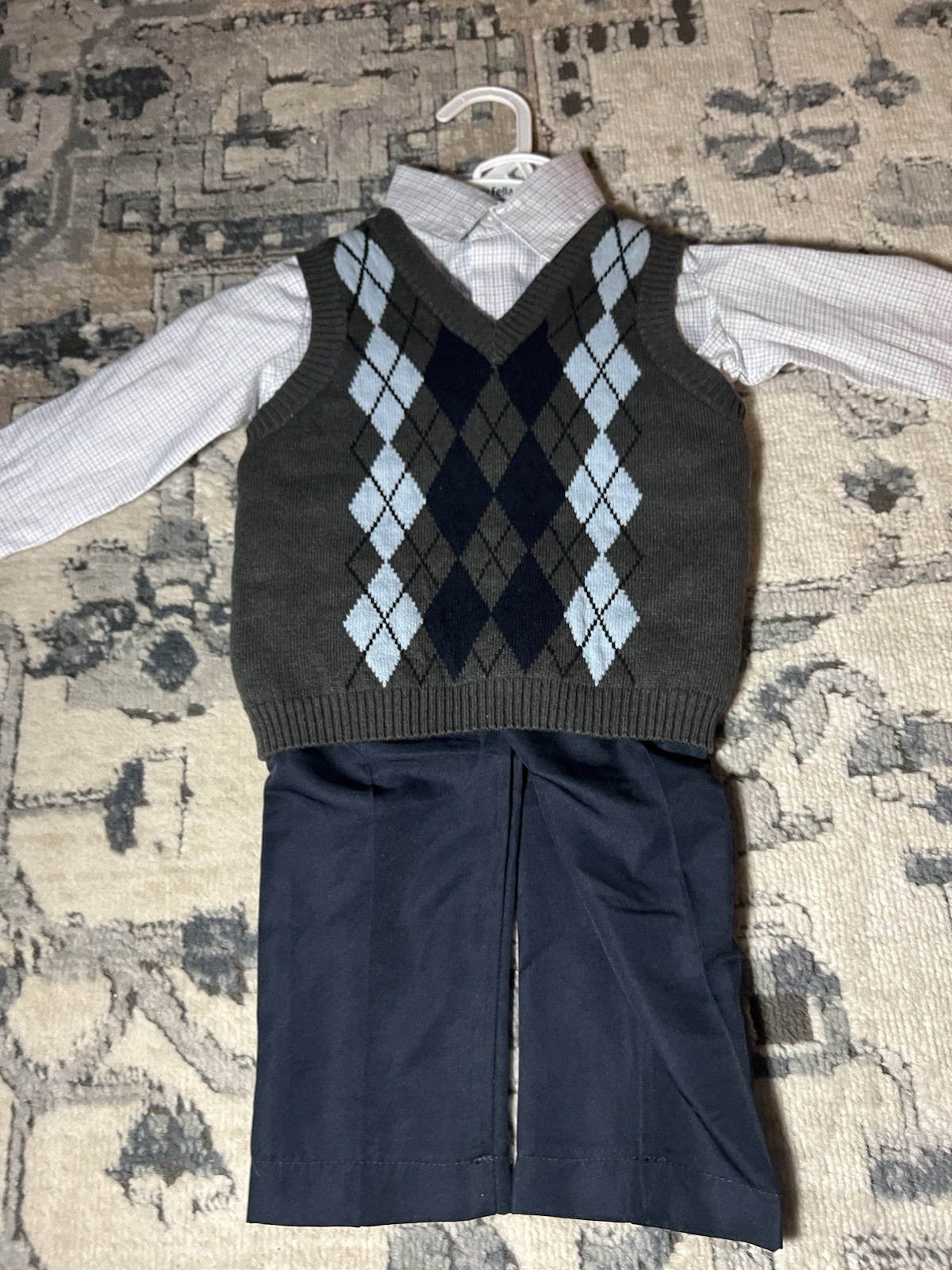 Happy Fella Boy Size 18 Months – 3 Pieces Argyle Sweater Vest Outfit