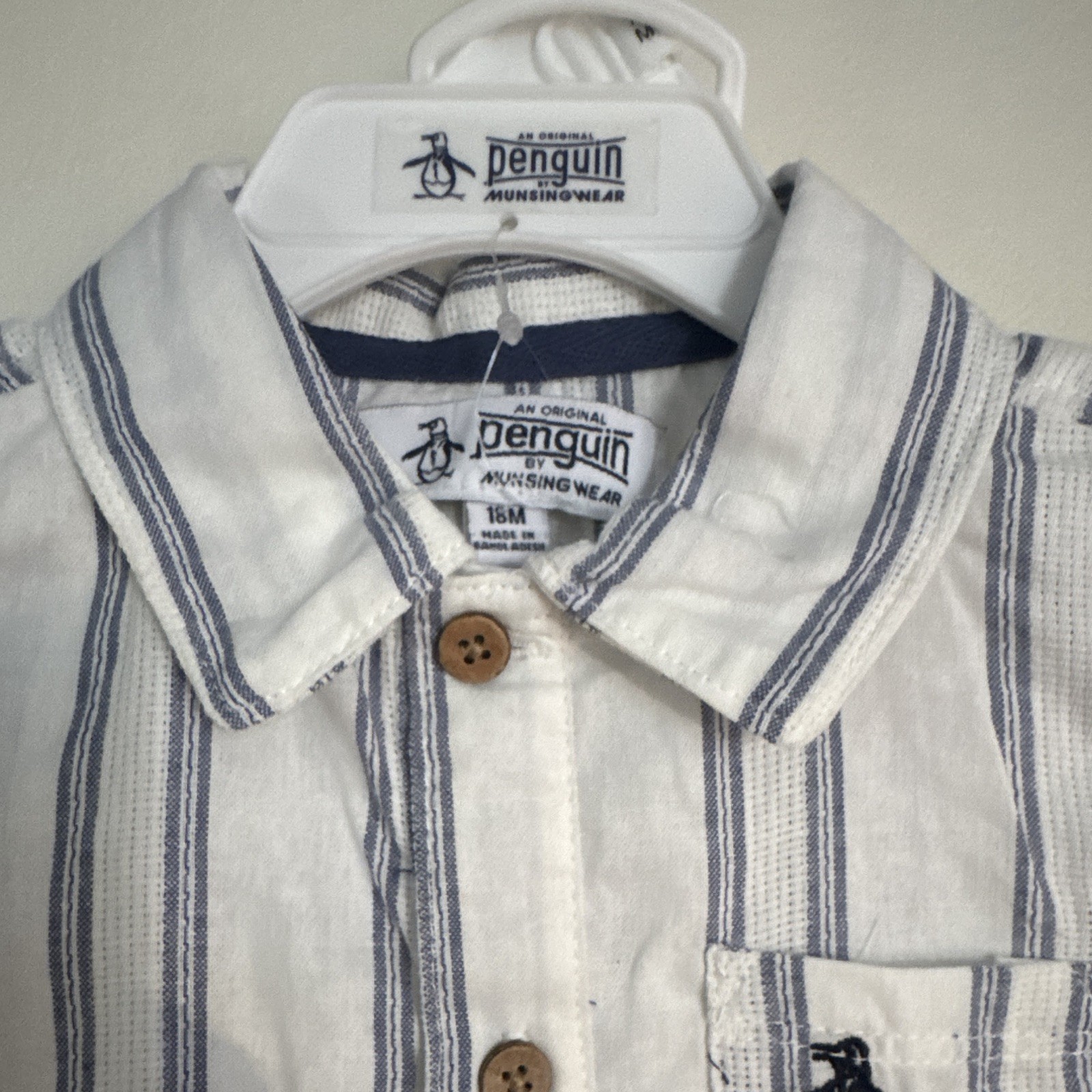 Original Penguin Boys 18M 2pc Striped Button-Front Shirt & Shorts Set Pockets