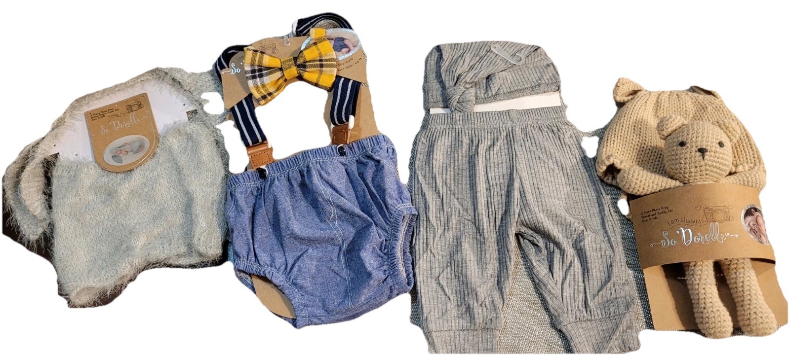 4 New Sets of Newborn Outfits For Pictures Size 0-6 Months