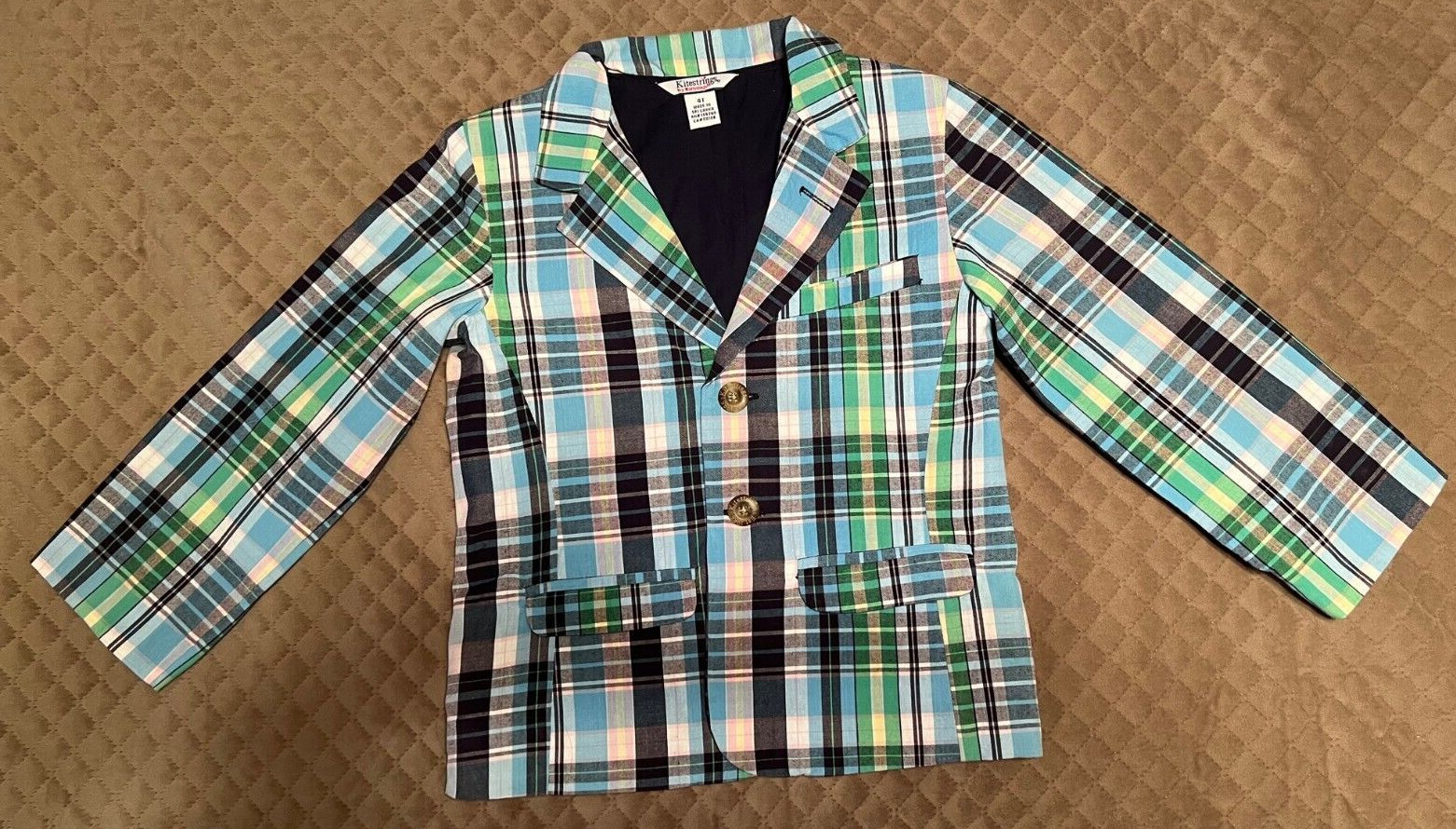 NWOT Hartstrings Boys 4-Piece Pastel Plaid Shorts Suit w/ Argyle Vest & Polo- 4T