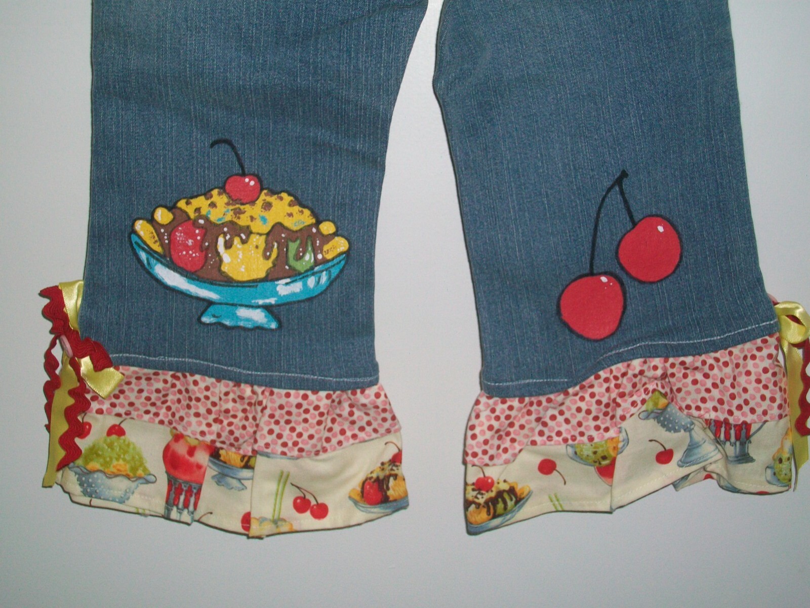 Girl’s CHILDREN’S PLACE Custom Dress & Painted Jeans – Ice Cream – Sz 4T – EUC