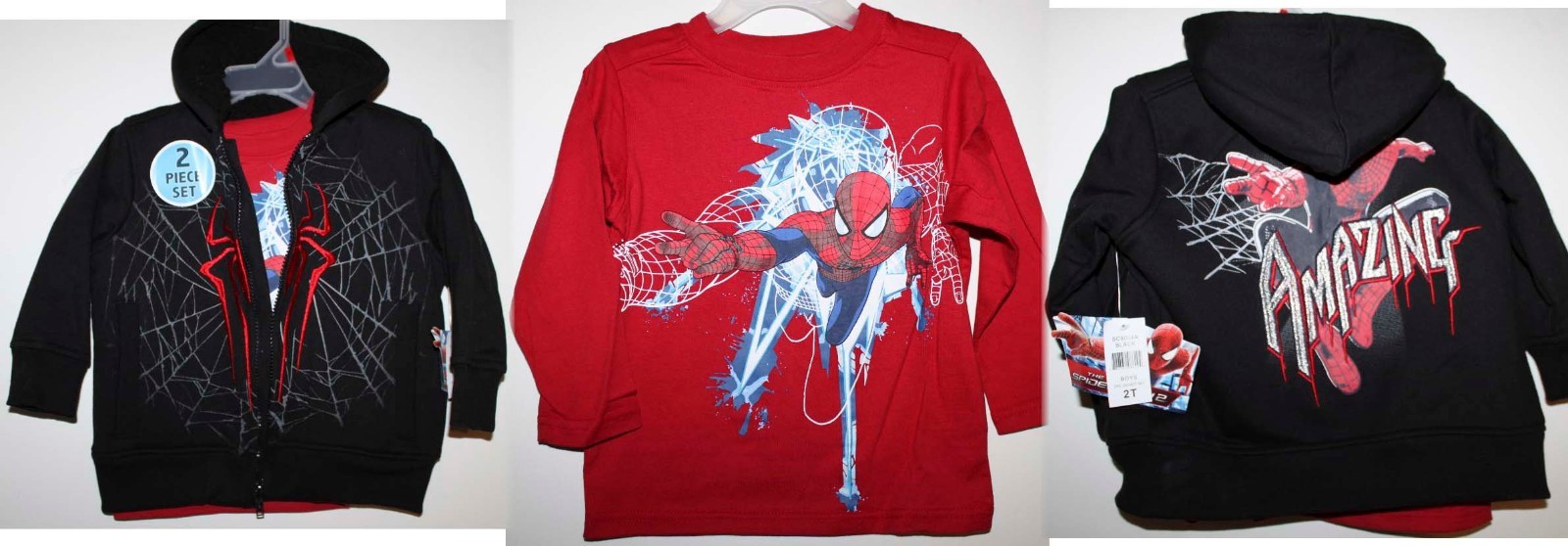 Spider-man NWT Boy 2T Sherpa Hoodie & Tee Set – Black Sherpa Jacket Hoodie + Top