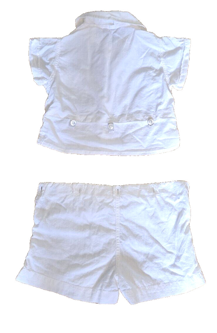 Antique Vintage Baby Boy Christening Baptism 2 Pc Set 2T 24m Shirt Shorts Romper