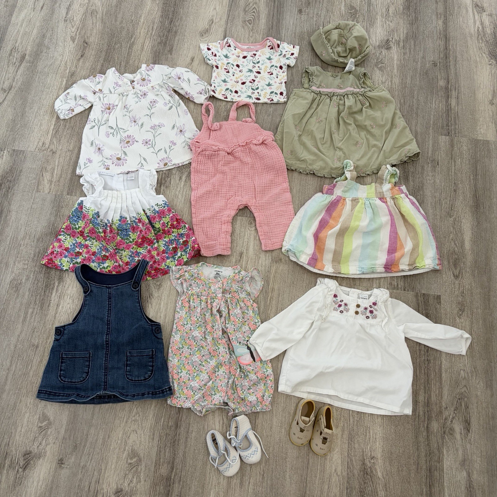Cottagecore Baby Girls Clothing Lot 6-9 Month Shoes Carters Floral Embroidered