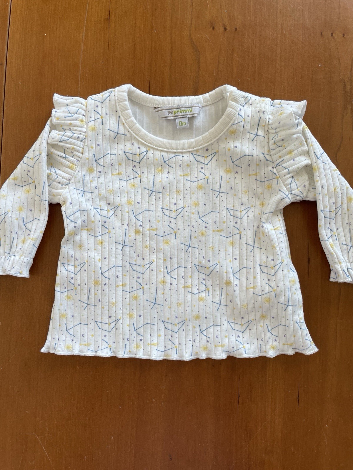 Primmi (Spain) Ivory/Yellow Celestial Ribbed Pima Cotton Top & Leggings-3Mos