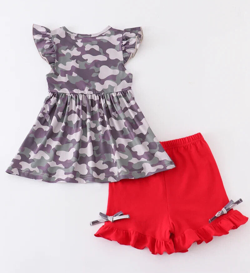 Honeydew Toddler Girl Two Piece Camo and Flags Short Set Size 2 NEW