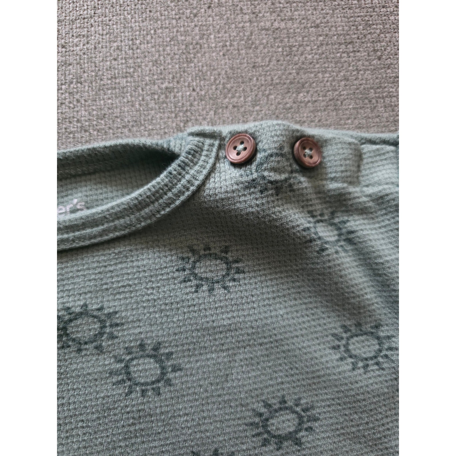 Carters Just One You Sage Green Waffle Knit Sun Print Set 3M 2pc Top Shorts