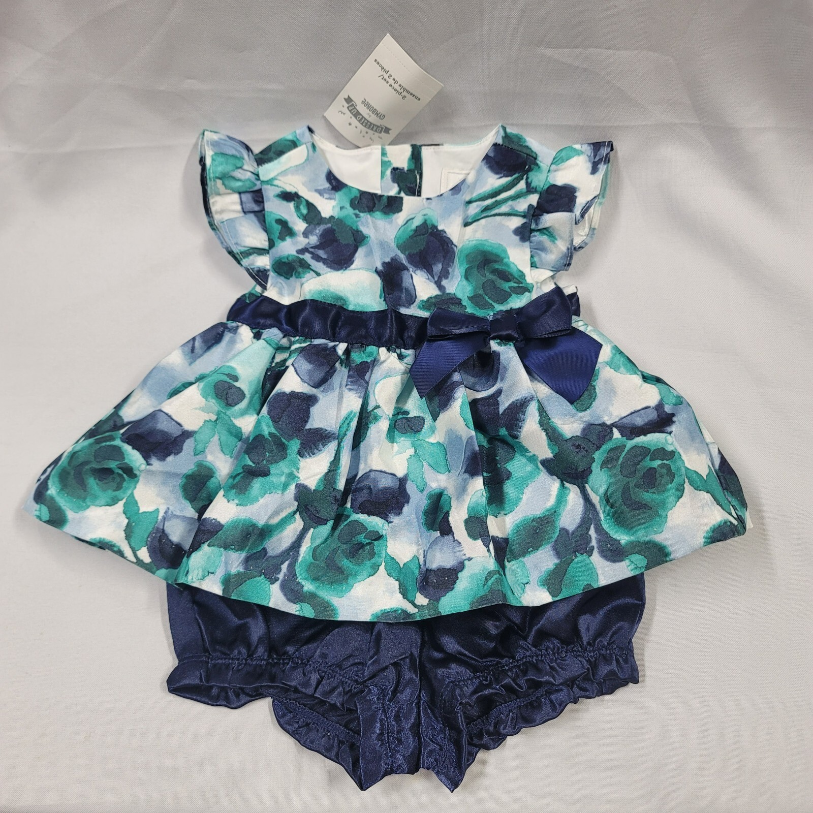 Gymboree 2017 Special Occasion Party Floral Top Bloomers Green Blue 6-12 NEW NWT