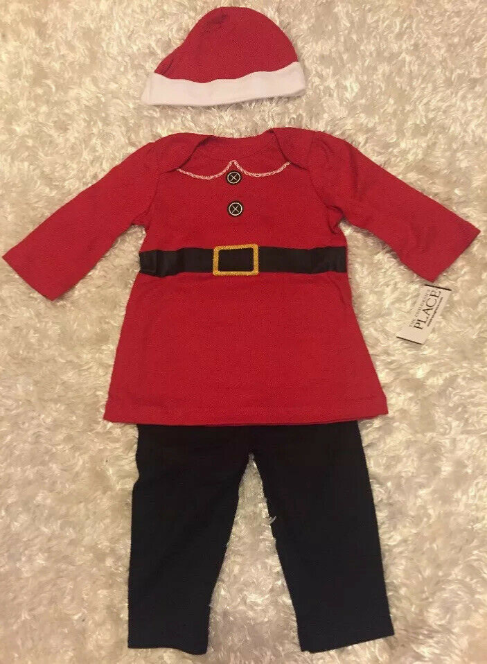 Girls 3-6 Months Santa Claus Christmas Dress Outfit 3 piece NWT Childrens Place