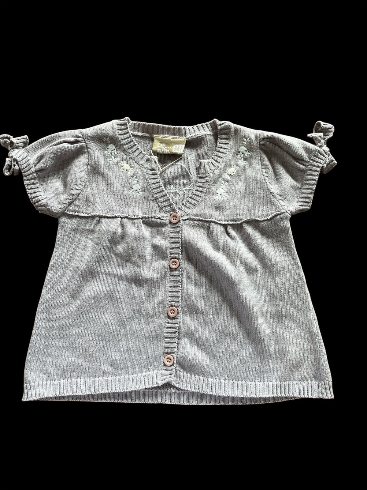 D’PAM NWT Grey Cotton Knit Embroidered Top & Coordinating Pants-23Mos