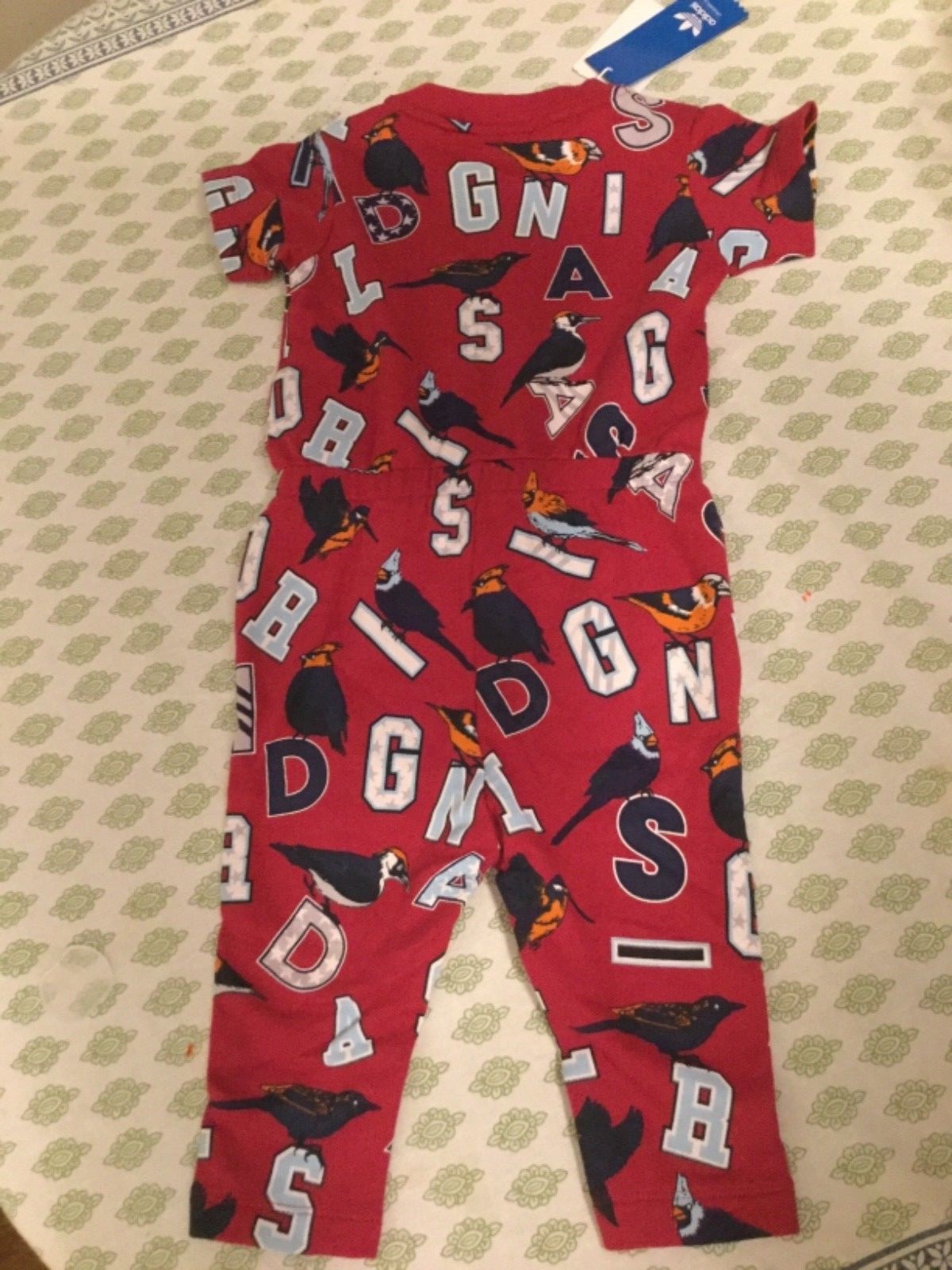 Adidas Infant adorable I FR Jumpsuit G red with bird print trefold logo 3 sizes
