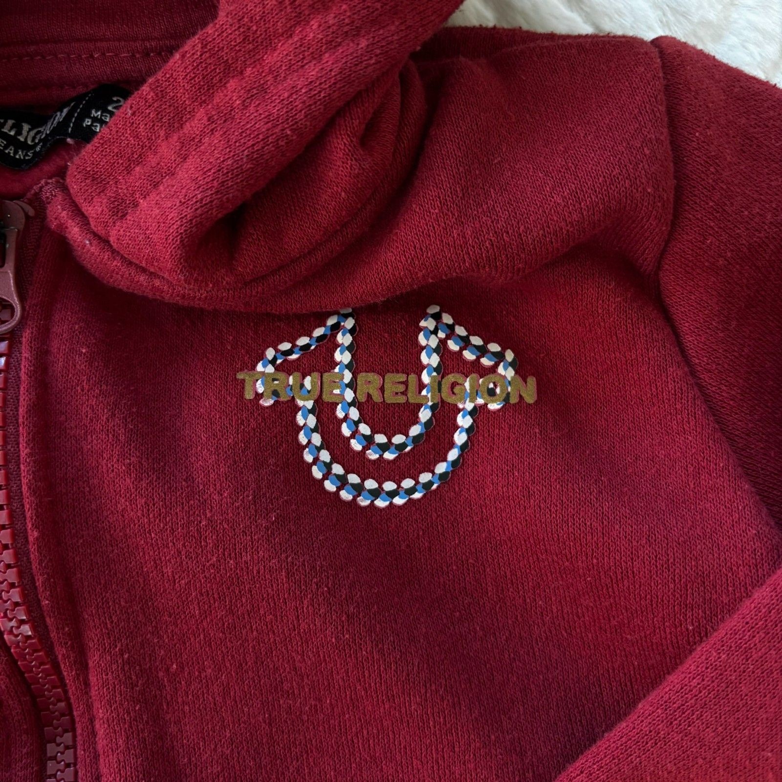 True Religion Toddler Tracksuit Set 2T Red Zip Hoodie Cargo Sweatpants