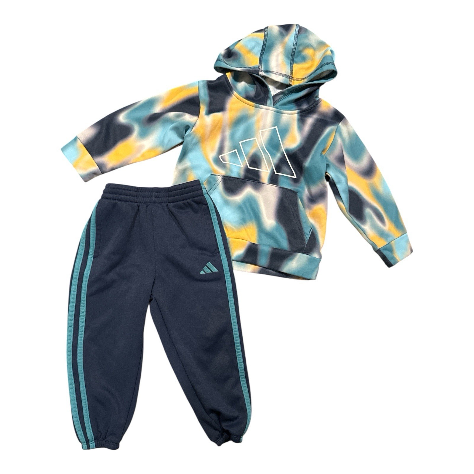 Adidas Little Boys Printed Polyester Fleece Pullover Hoodie and Jogger Pants 2T