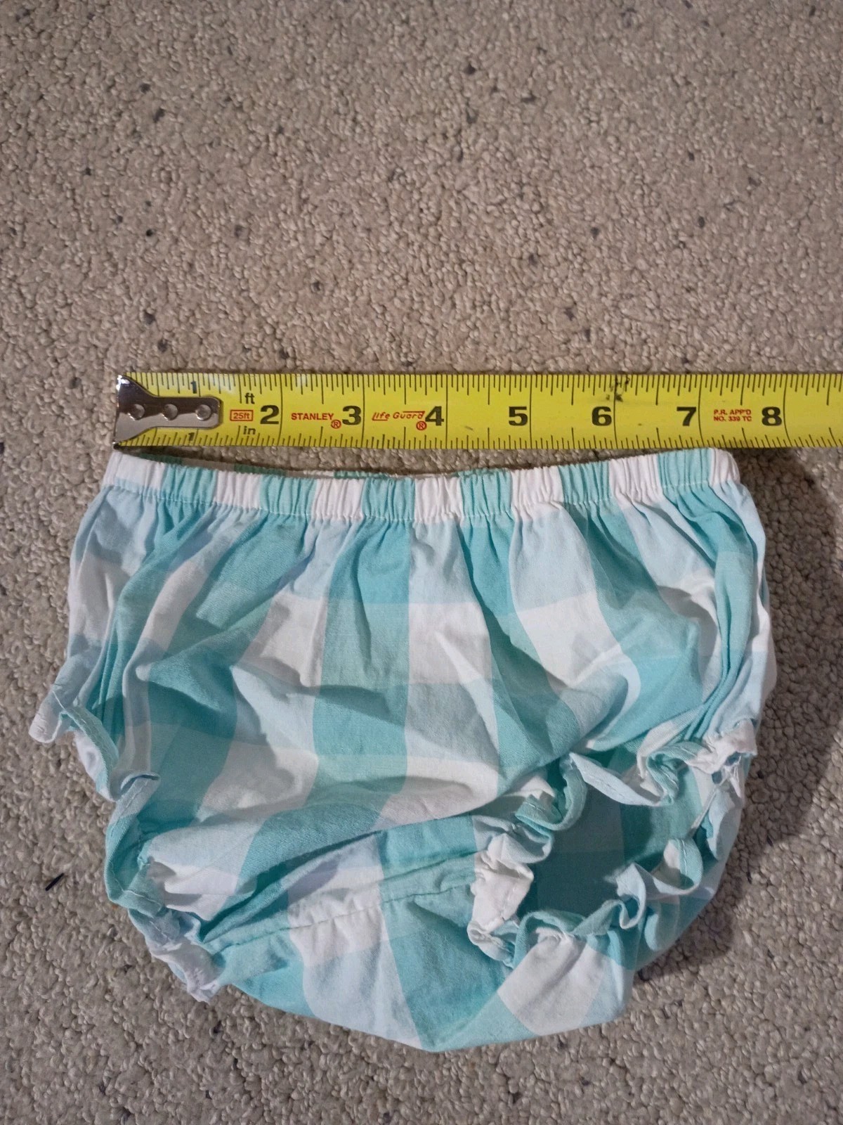 Samara Baby Girl Gingham Dress Bloomers Set 12 Months Teal Aqua White GUC