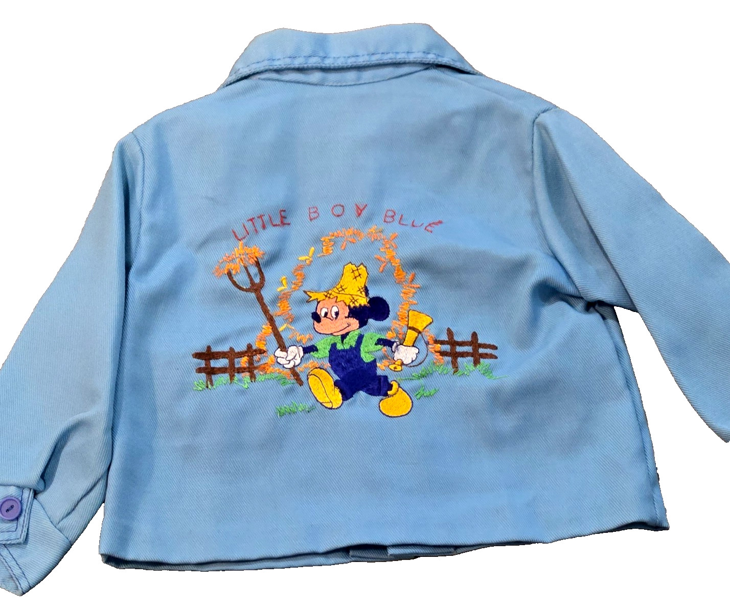 Vintage Toddler Leisure Suit Mickey Mouse 2T? 2 Pcs Embroidered Little Boy Blue