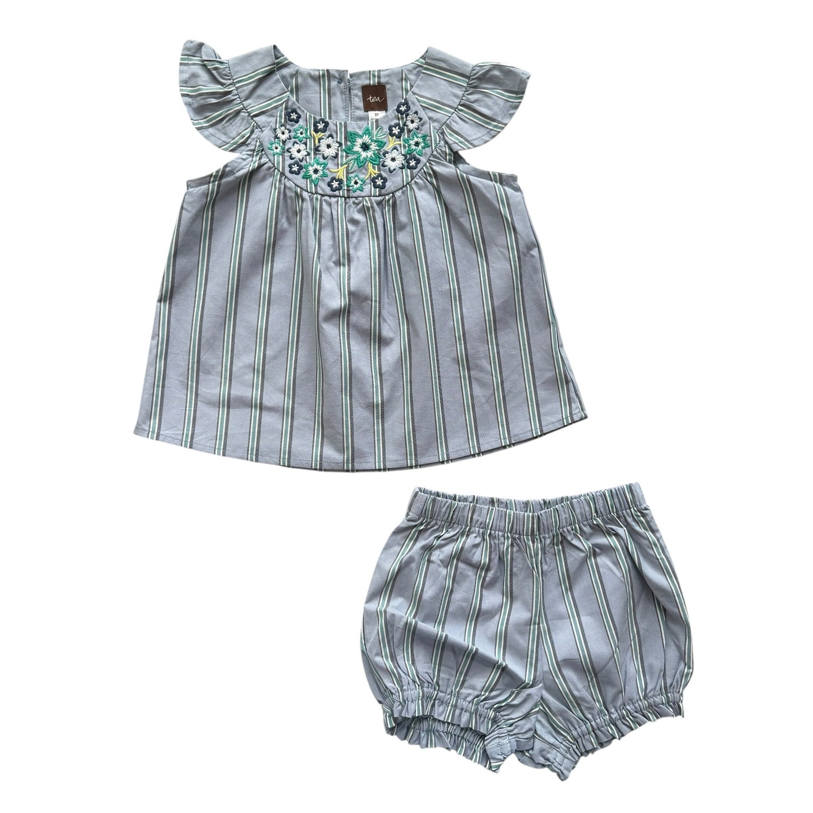 NWT Tea Collection Southeast Asia Woven Flutter Sleeve Outfit Size 3T