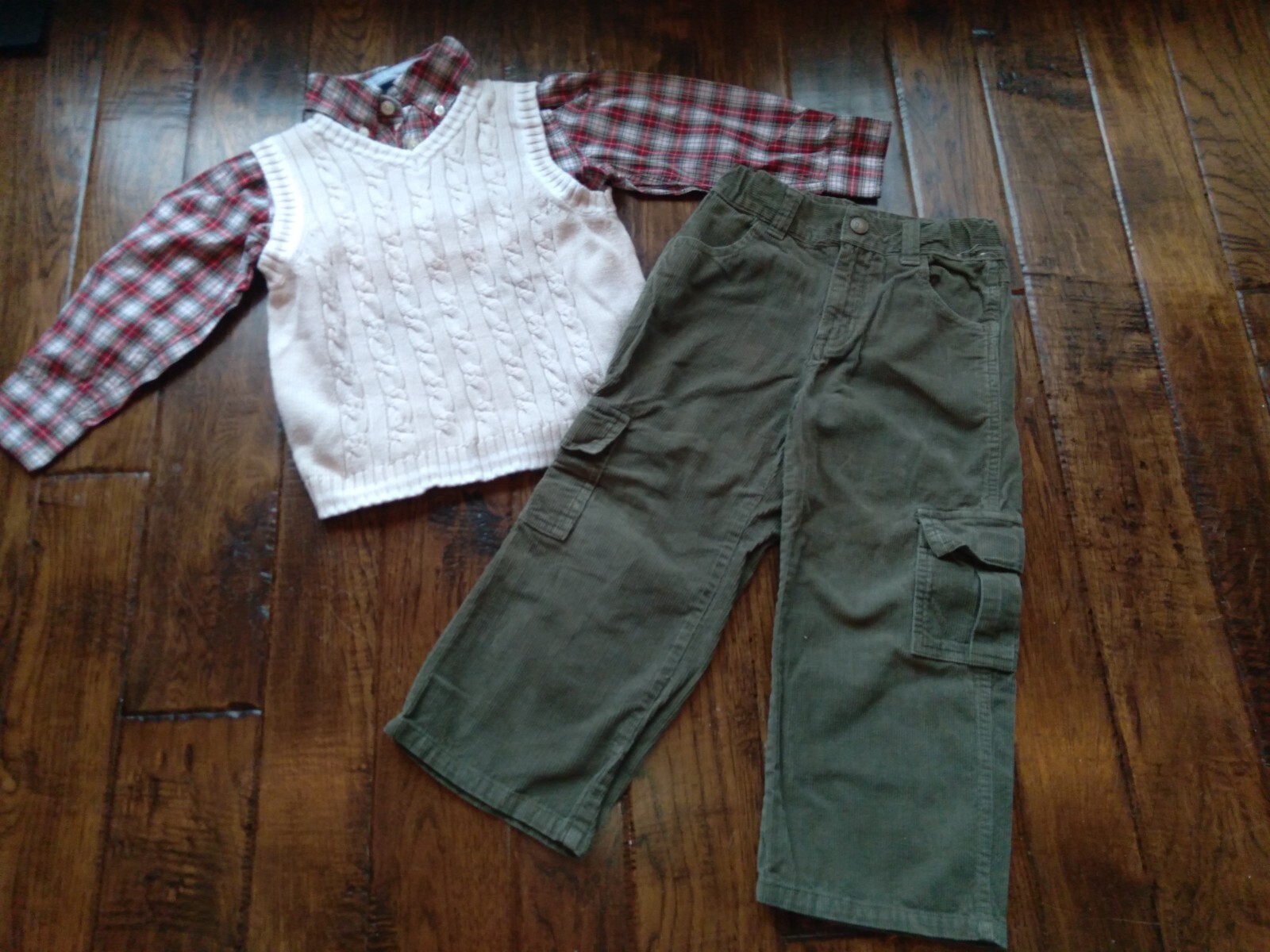 EUC! Boys CP Sweater Vest Gap Red Plaid Dress Shirt Gymboree Dress Pants Sz 4T