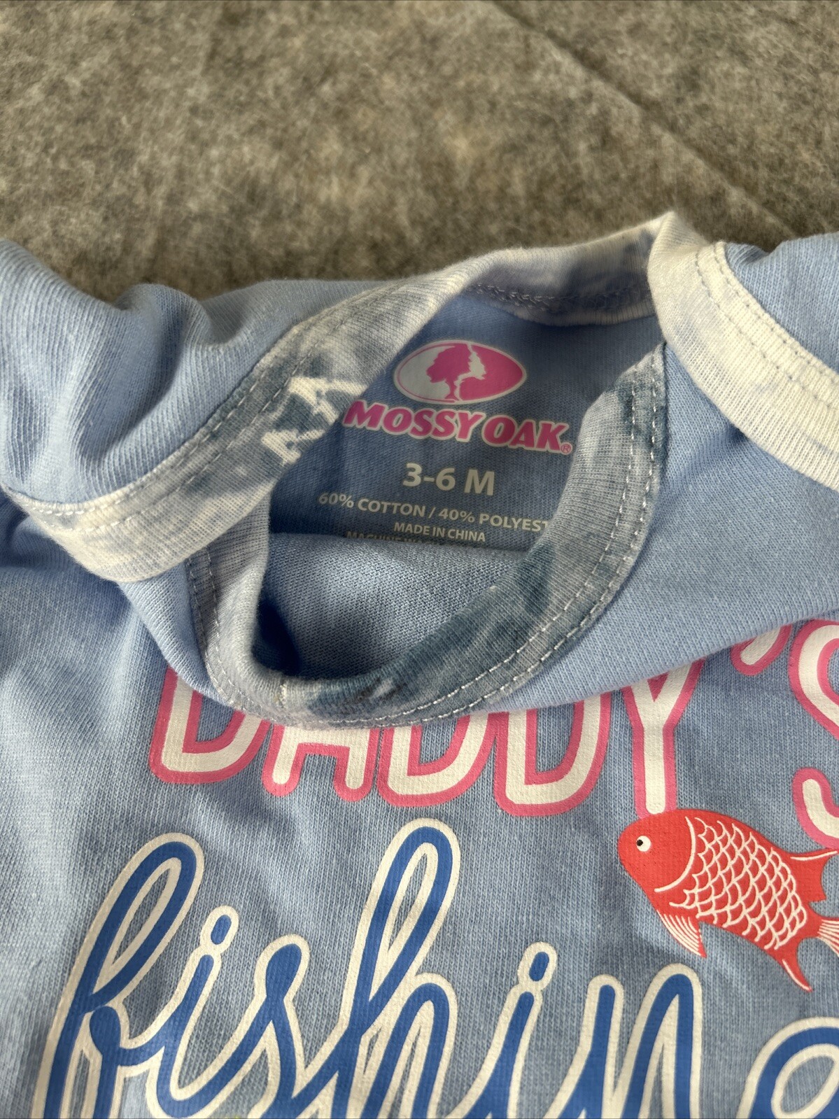 Baby Girls Mossy Oak 2pc Set Sz 3-6 Months Bodysuit Blue Camo Outfit