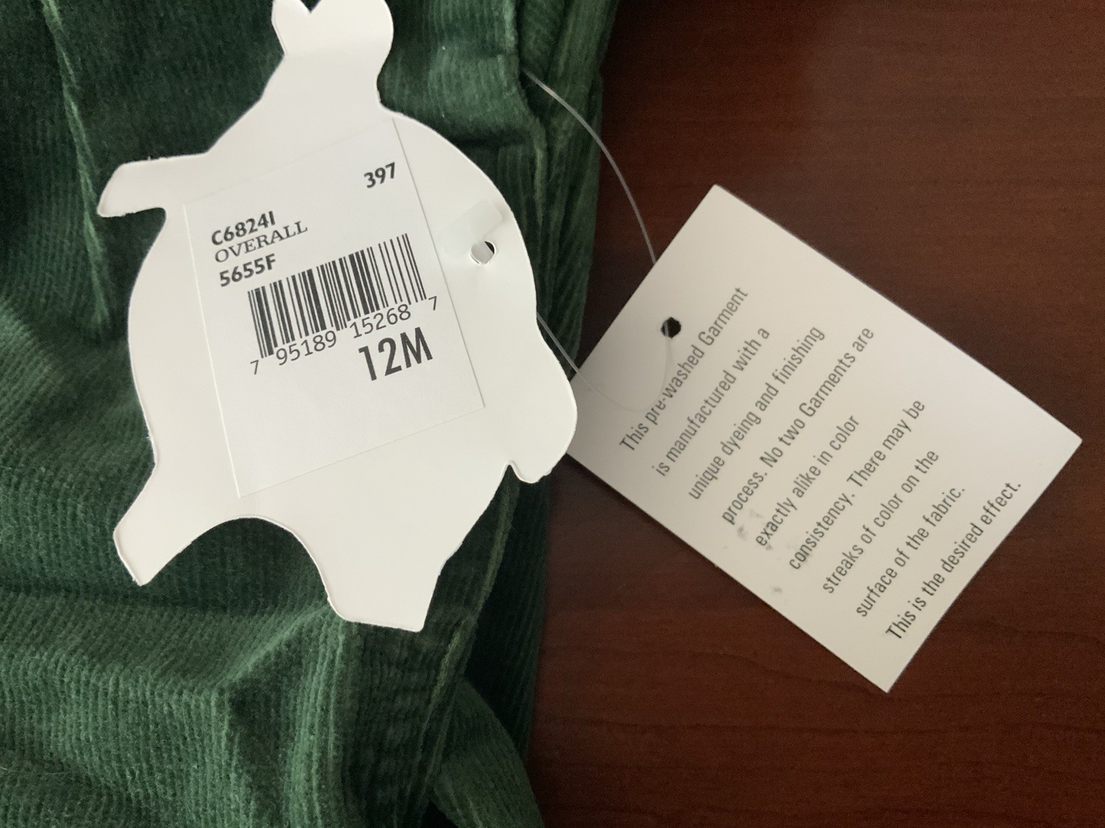 Hartstrings Green Corduroy OVERALLS Fall Pumpkin Shirt SIZE 12 Mos NWT
