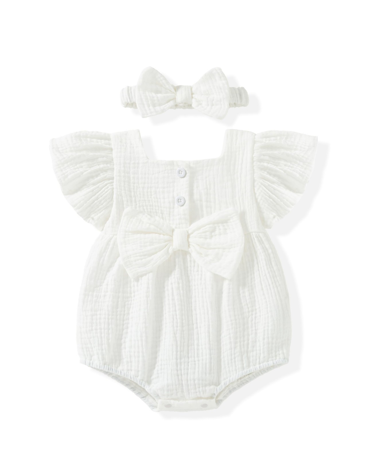 Vibebox Baby Girl Clothes 6-9 Months Spring Summer Short 6-12 Months, White