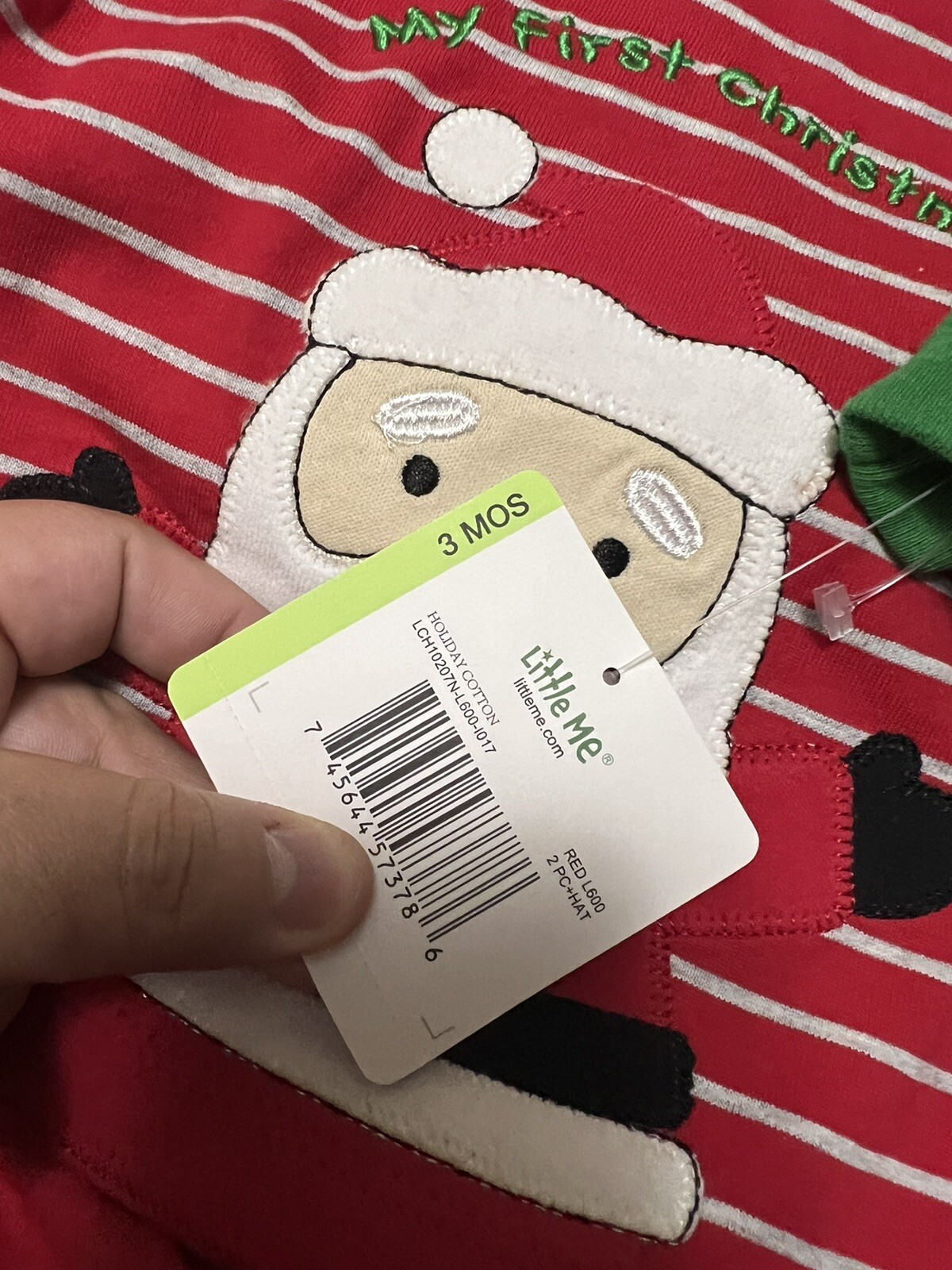 LITTLE ME Santa Top, Joggers & Hat Set Size 3 Months