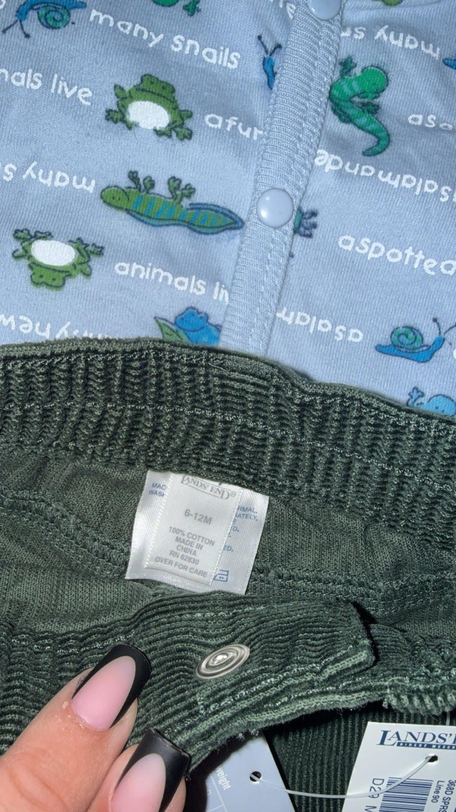 Lands’ End Peanuts Snoopy 2pc Outfit Set 6-12M Animal Print Cord Pants