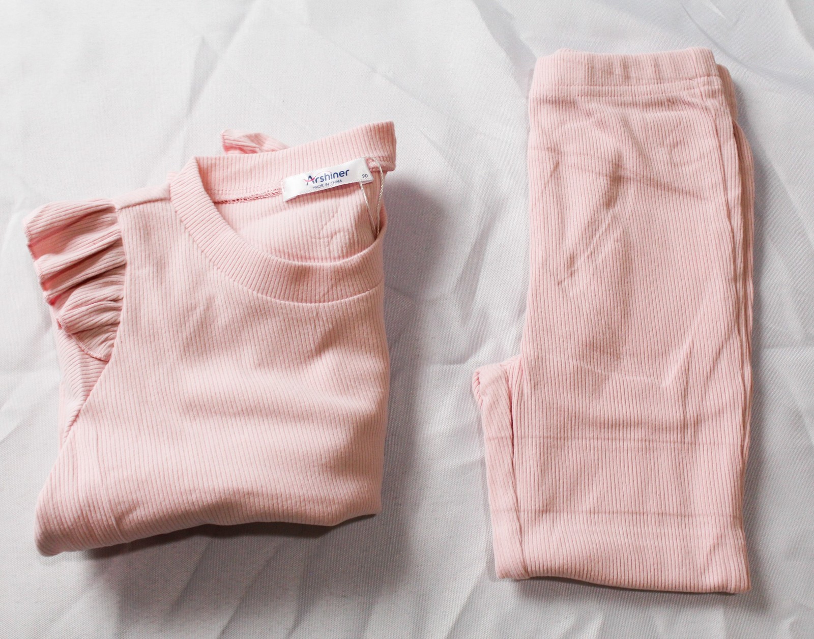 Arshiner Toddler Girls’ Ribbed Sweater Pants Set AC2 Light Pink Size: 90