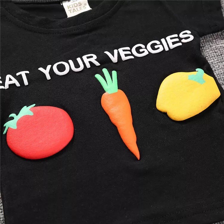 Kids Toddler Eat Your Veggies T-shirt Tee Tops Clothes For Boys Girls US Stock
