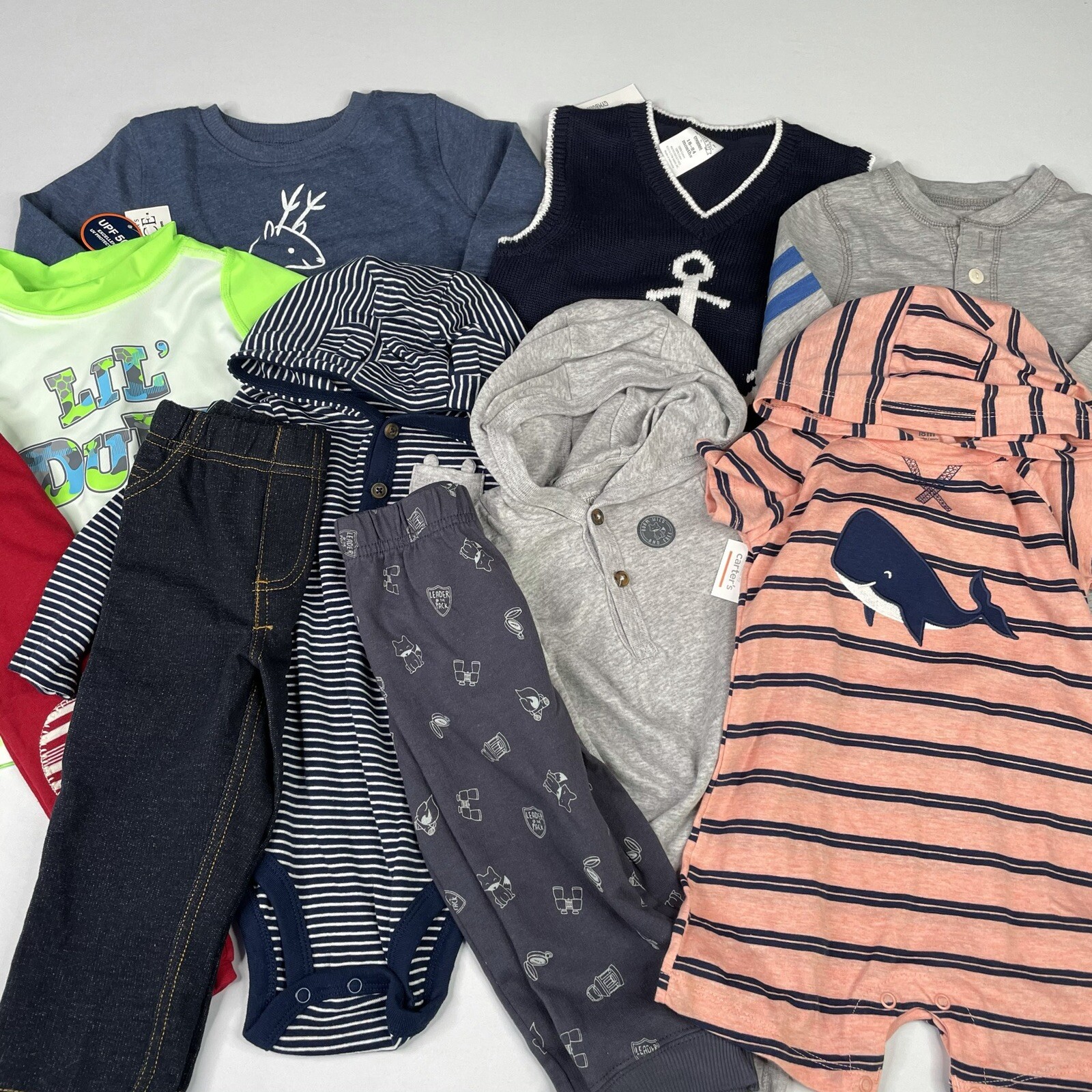 Carters, Jumping Beans Baby Boy 18 Month Clothing Lot Bodysuit, Pants, Sweater