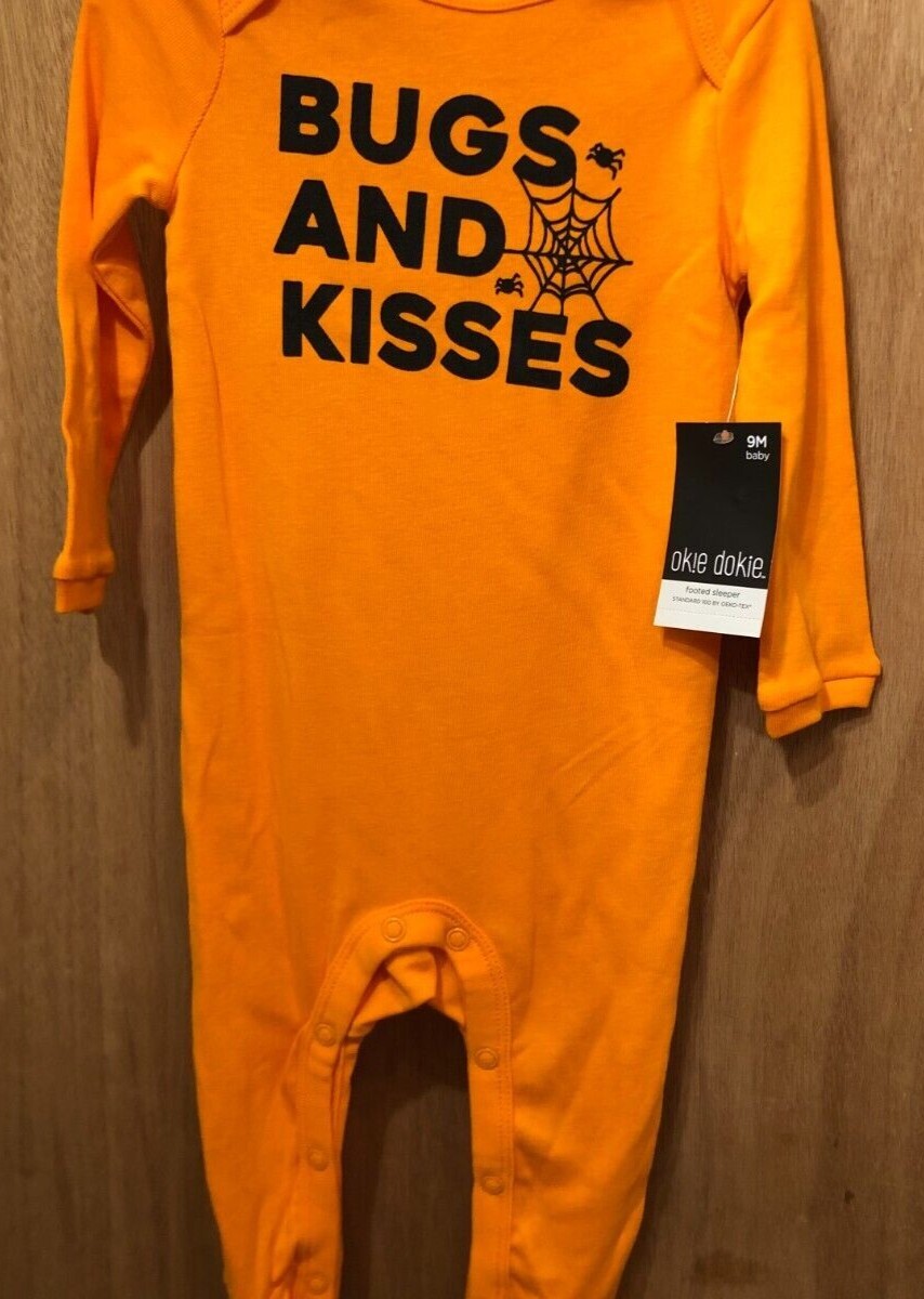 NWT Okie Dokie Orange Bugs & Kisses Halloween Sleeper 9 Months