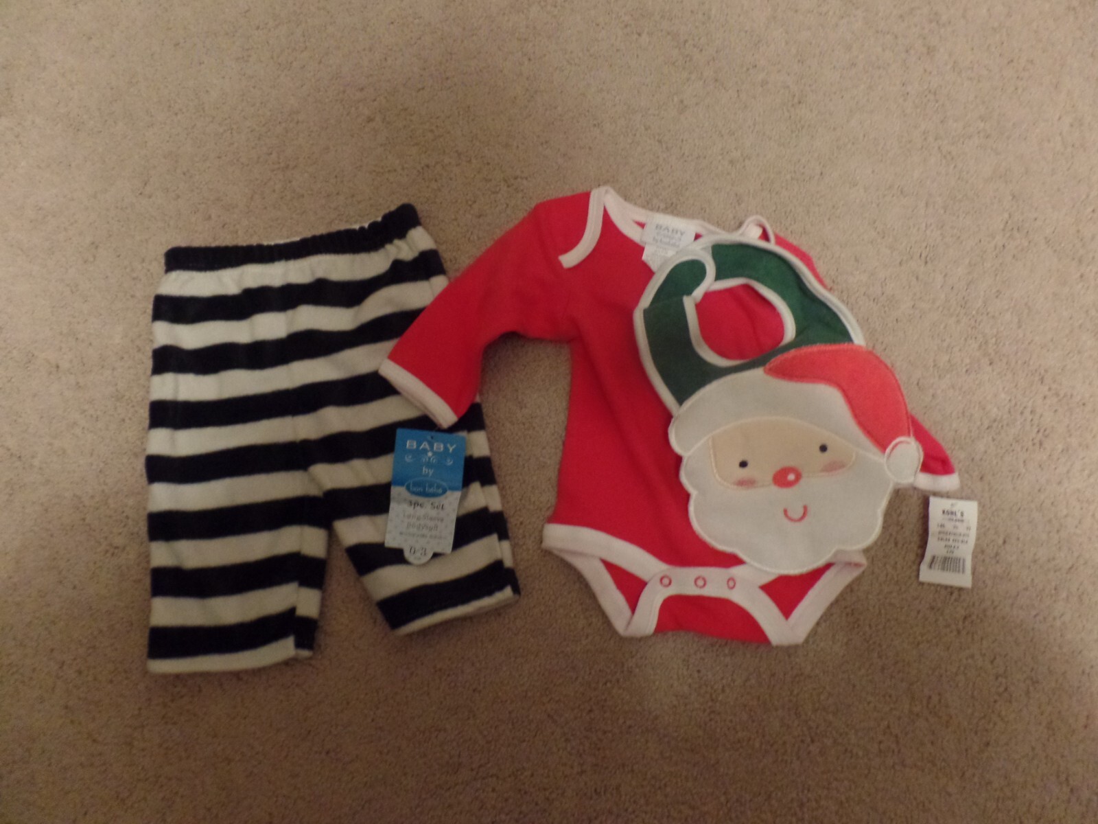 Baby’s Christmas Outfit, Santa Claus, Bon Bebe, 3 – Piece, Size: 0-3 Months, NWT
