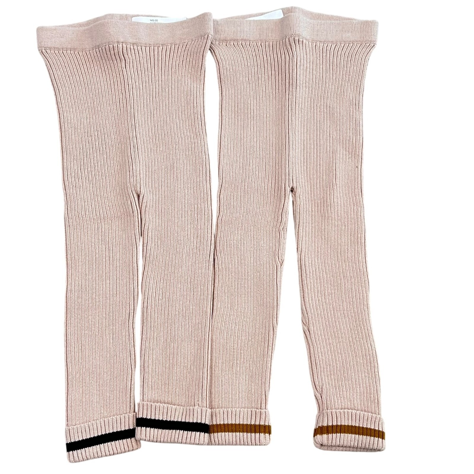 Tun Tun Ribbed Knit 18-24 Months Beige Cotton Blend Fabric Cuffed Hem Contrast