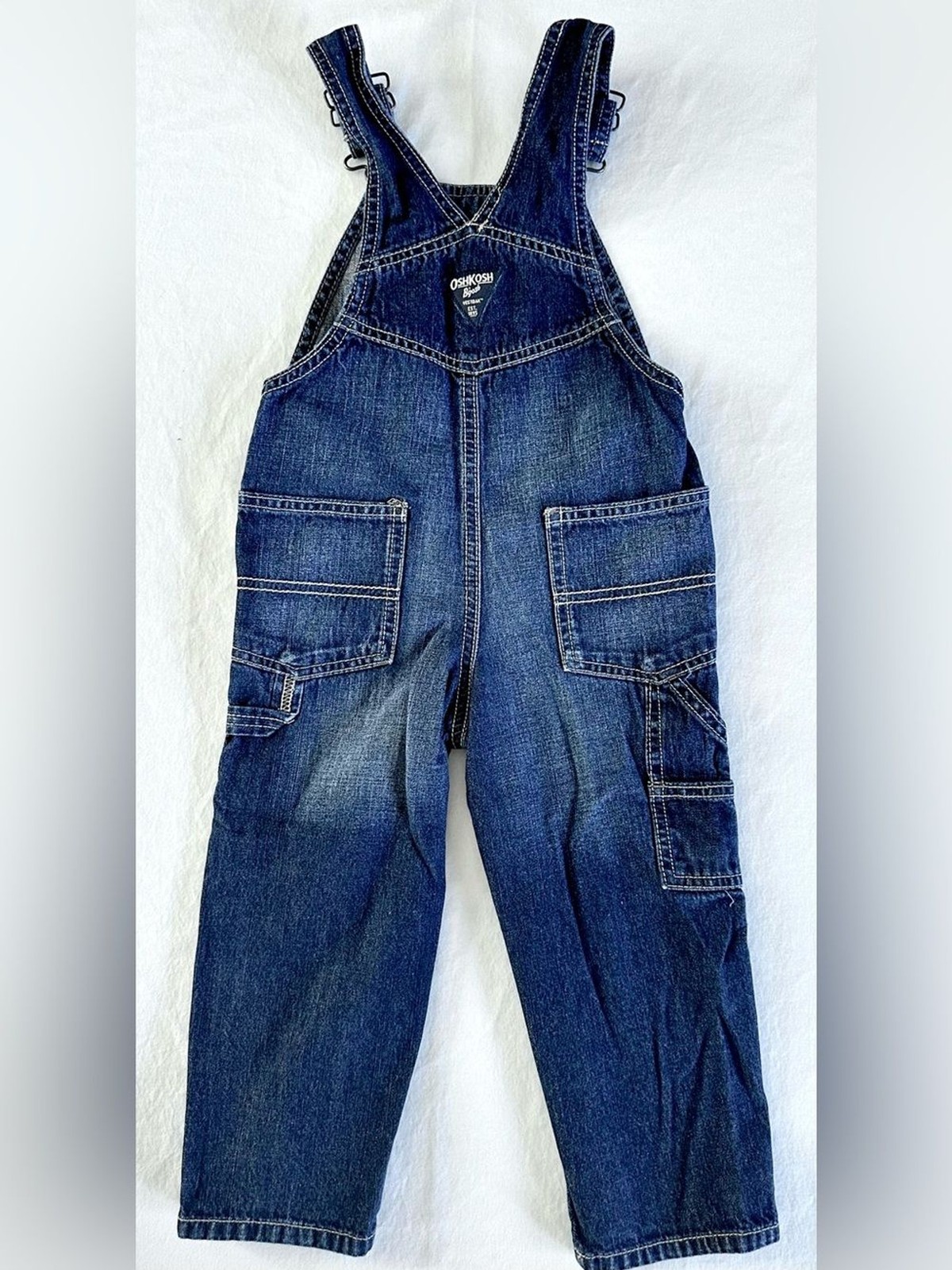 OshKosh B’gosh Denim Overalls Size 3T Boys Dark Wash Adjustable Straps Casual