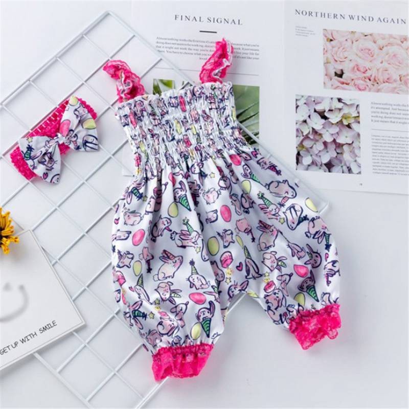 Toddler Bodysuit Outfit Pants Baby Girls Headband Bloomers Set Playsuit Jumpsuit