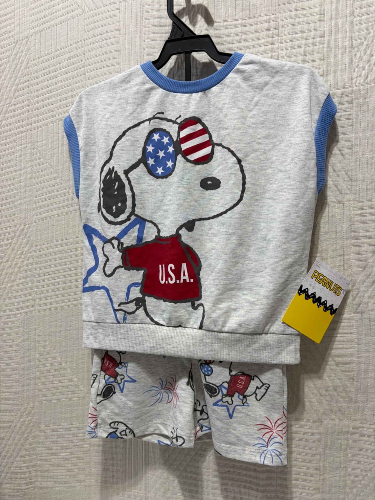 Peanuts patriotic 2 piece knit short outfits ast sz new