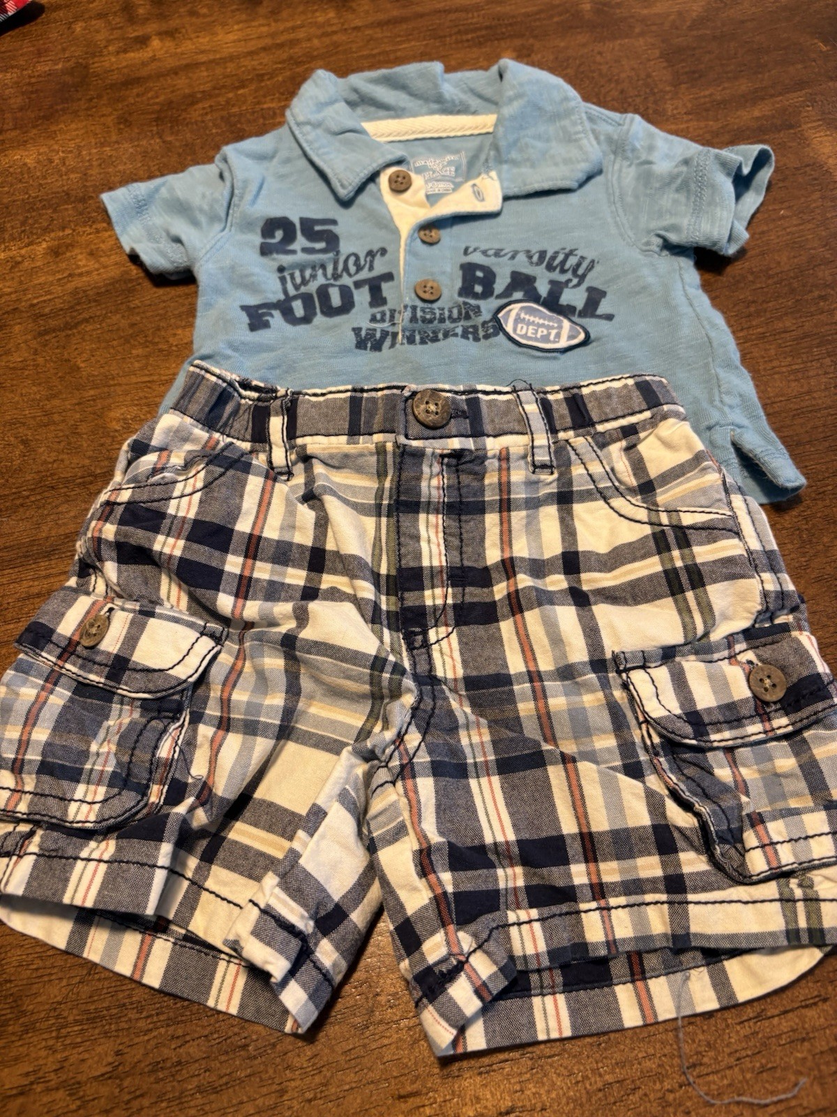 Boys 3-6 Month One Piece Football Theme Tee Combo & Shorts Set FREE SHIPPING