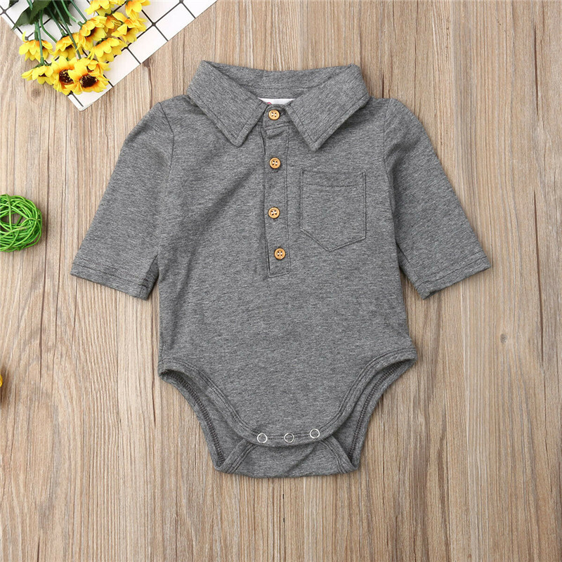 Newborn Infant Baby Boy Girl Kids Solid Romper Jumpsuit Bodysuit Clothes Outfits