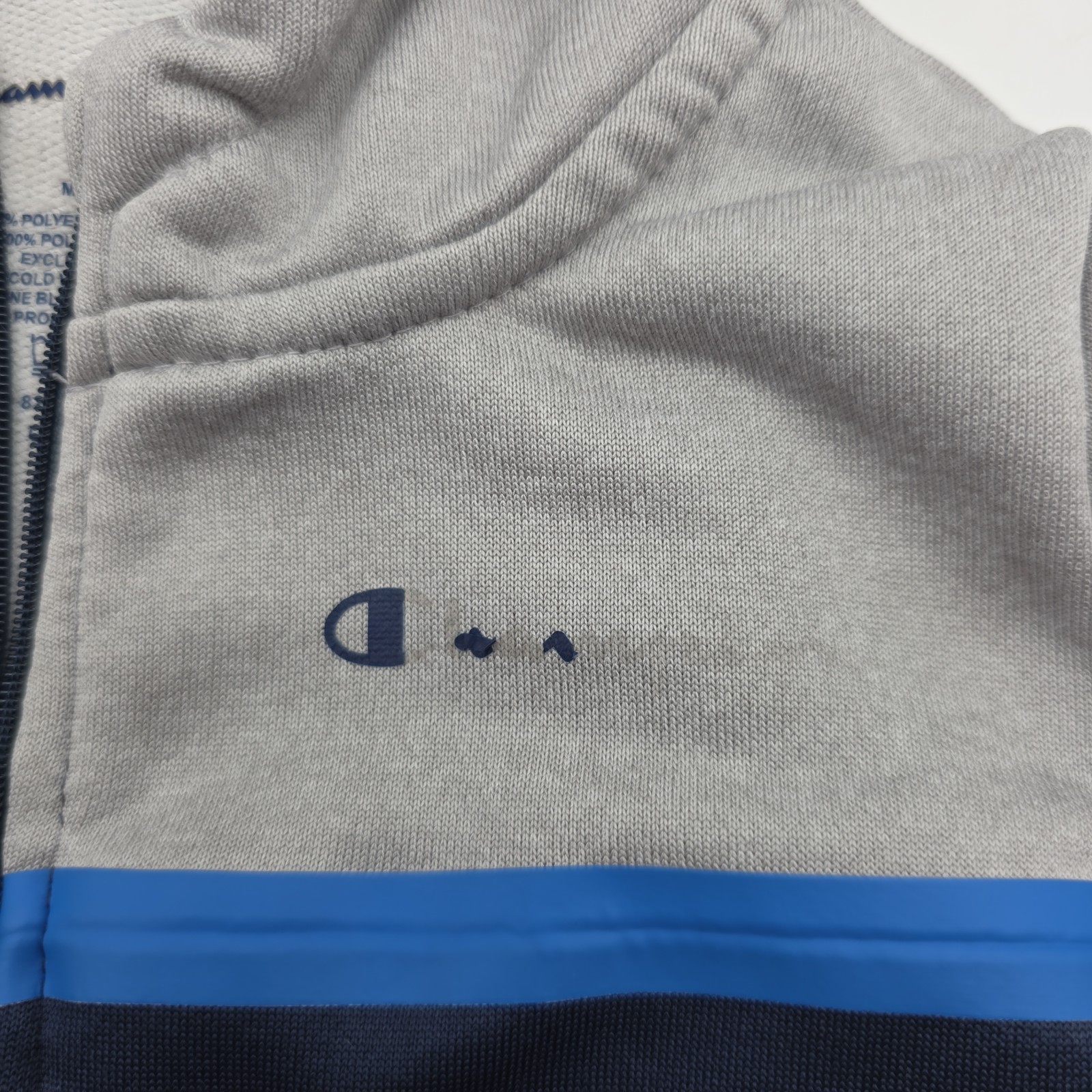 Champion 3T Zip Hoodie Gray Navy Blue Colorblock Long Sleeve Toddler Outfit