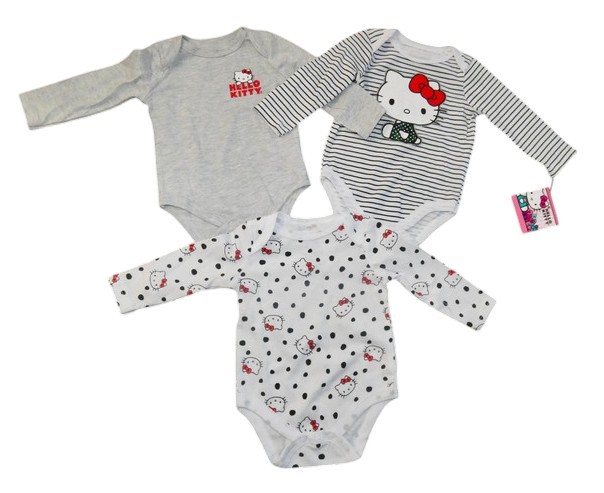 Hello Kitty Bodysuit 3 Pack Bodysuits One Piece Undershirt Baby Girls 3M 6M NWT
