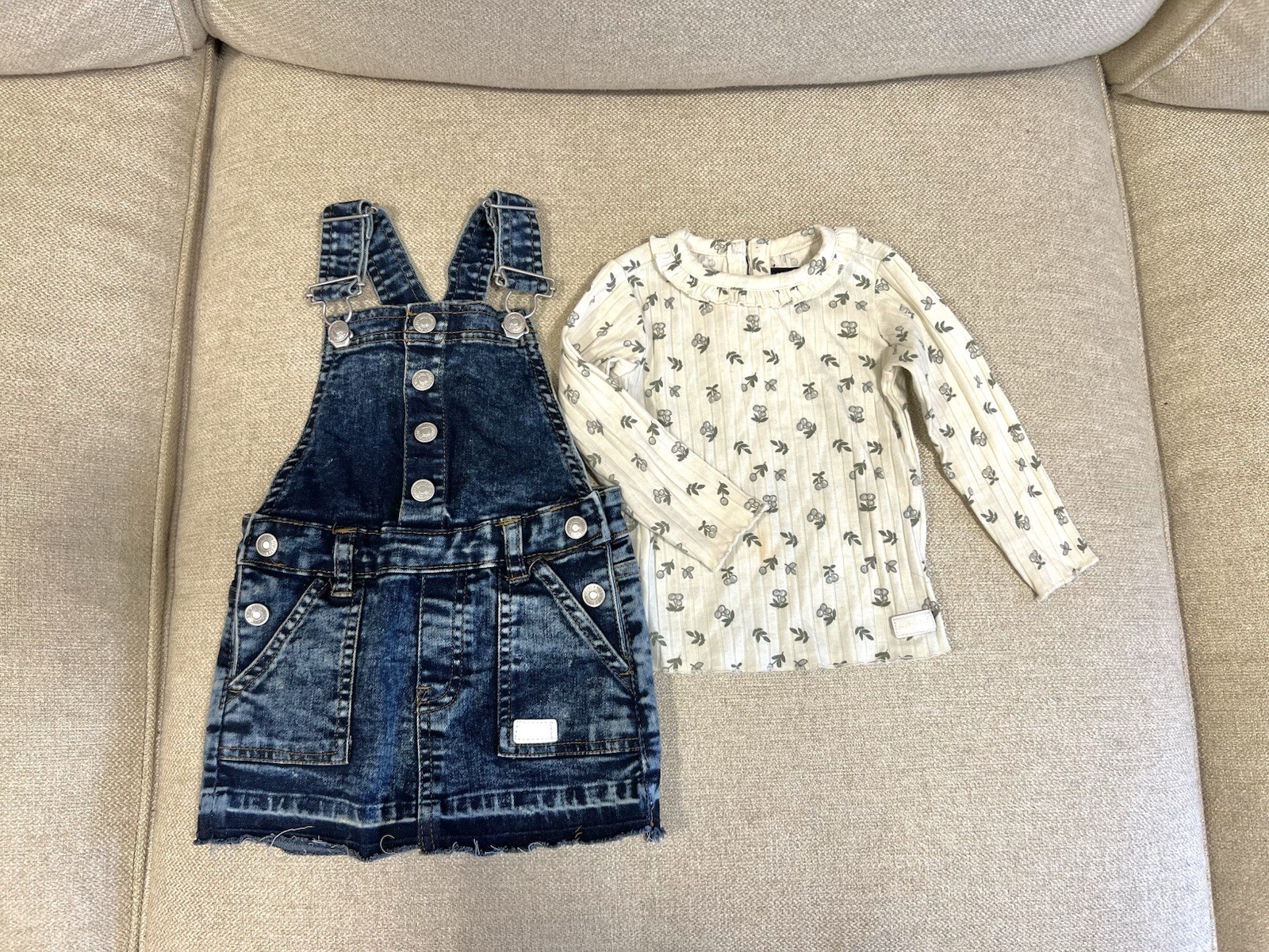 7 For All Mankind Kids 2PC Girls Outfit Set 12M Skirtall/LS Tee