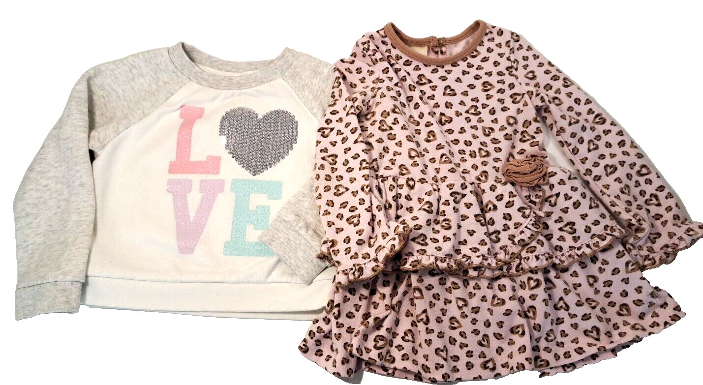 PLACE Baby Girl 18 Months Sweatshirt & Dress Marmellata Hearts Cupcake