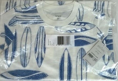 New with tags – Carter’s Boy surfboard pattern Tee – Size 5 – 100% Cotton
