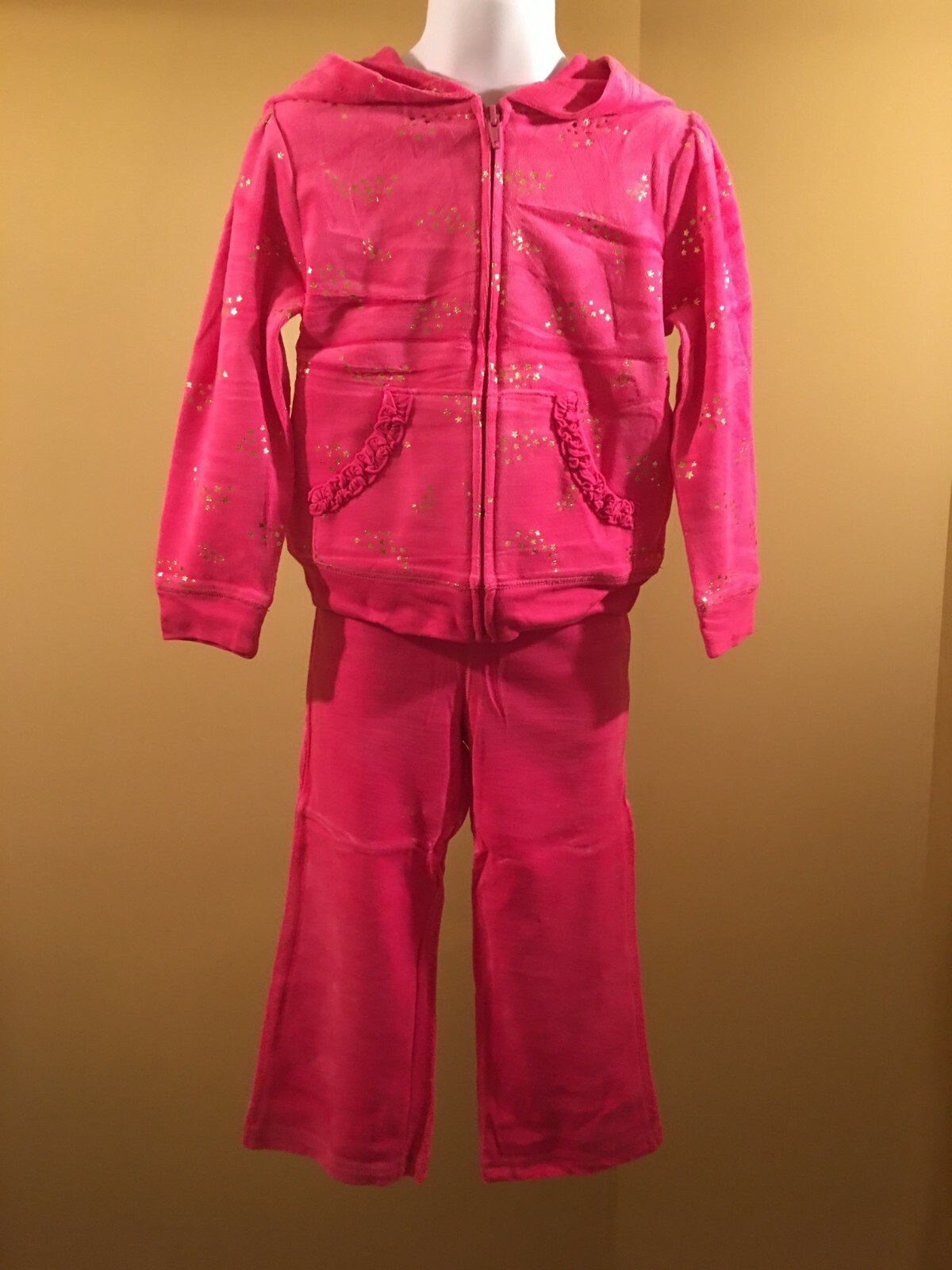 Faded glory girls velour pant set with stars 2pc set 4T Pink/purple/red options