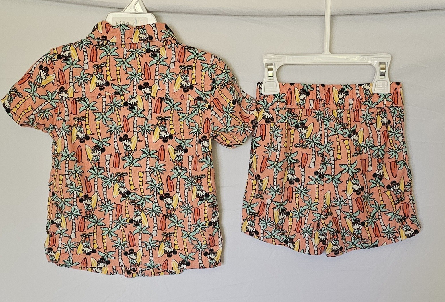 Toddler Boys 2 Piece Set Disney Junior Mickey Button Up Shirt & Shorts Size 2T