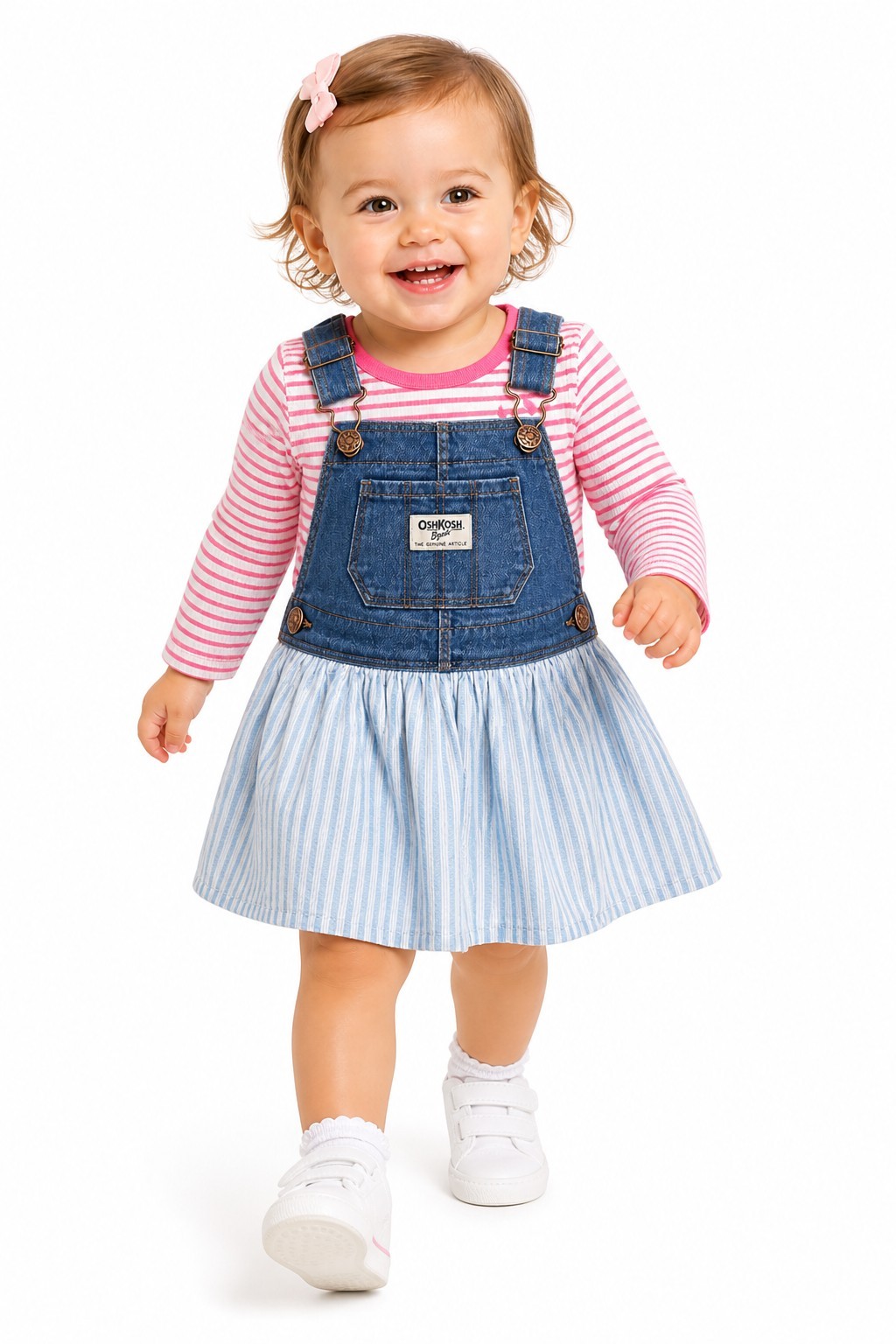 Carter’s Baby Girls’ 2-Piece Stripe Bodysuit & Denim Jumper Dress Set 18 Months