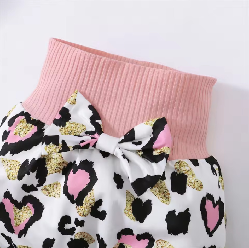 Baby Girl Daily Clothes Set Mama Print Long Sleeve Romper Top Heart Print Pants