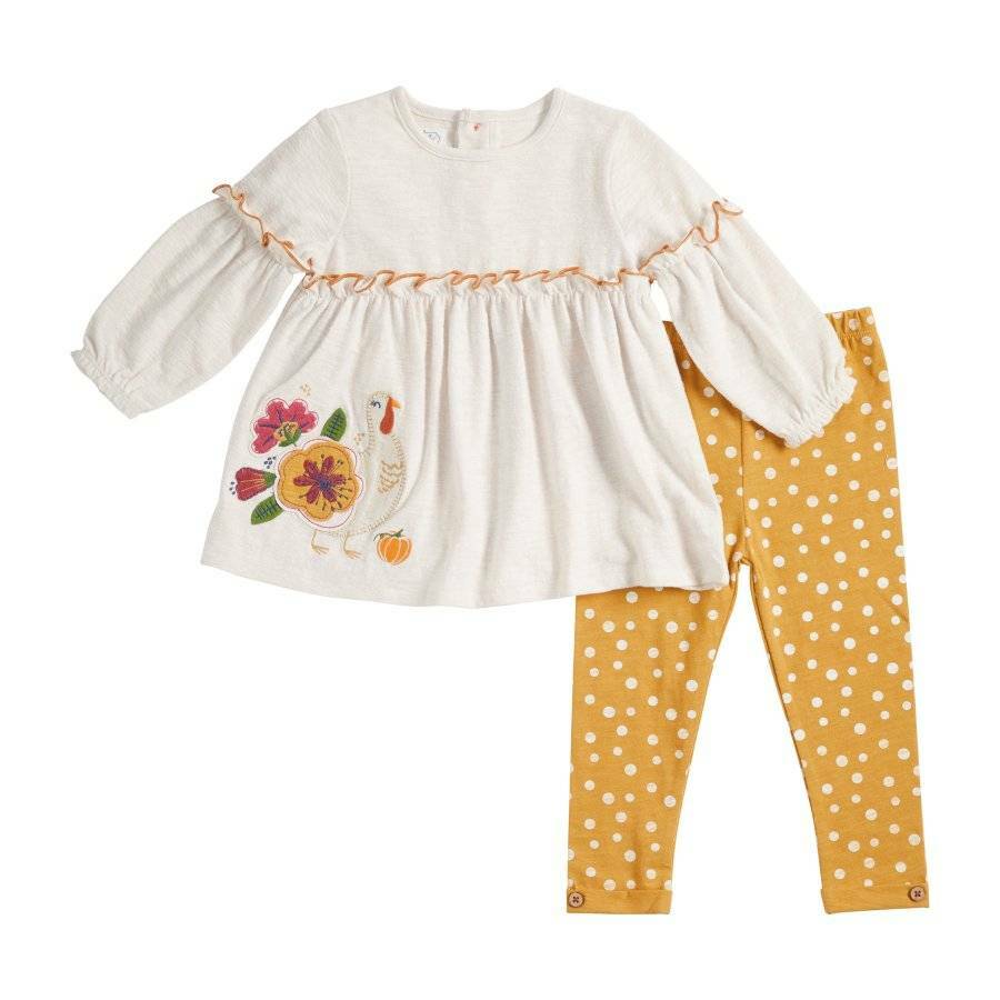 Mud Pie Thanksgiving Turkey Tunic & Legging Set 24M/2T 4T