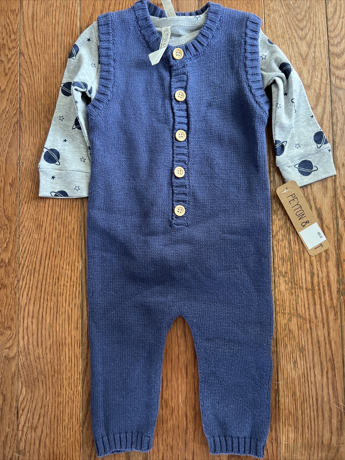 NEW NWT Peyton And Scout Boys 3-6 Months Very Nice Sweater Coverall Set Space